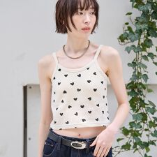 【JEMORGAN/ジェーイーモーガン】クロップドキャミソール ハート柄/ワッフ