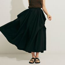 ギャザーサイドデザイン ロングスカート