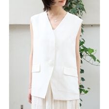 リネン混サマーノーカラージレベスト