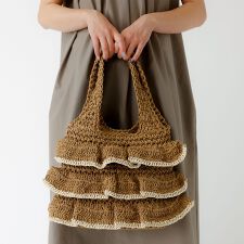 バイカラー ペーパーフリル トートバッグ / 雑材バッグ