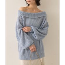 モヘア混オフショルラメニットプルオーバー