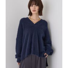 フォックスウールVネックスリットニットプルオーバー