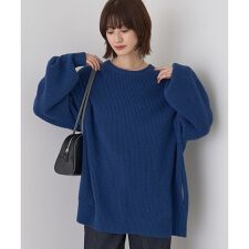 【ストールセット】ポケット付片畦ニットプルオーバー