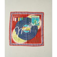 【manipuri/マニプリ】レコード柄シルクスカーフ 65×65