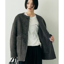 【2サイズ展開】2WAYスウェードリバーシブルボアコート / ノーカラーコート