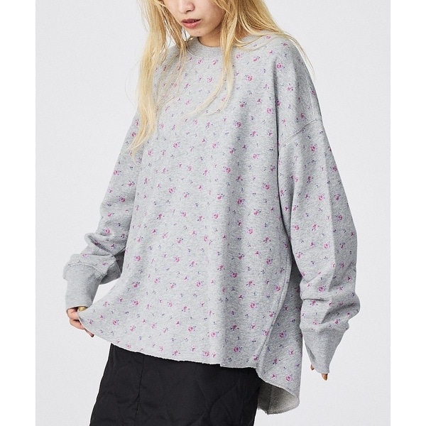 【JEMORGAN / ジェーイーモーガン】ガーゼ裏毛 花柄クルースウェット/J