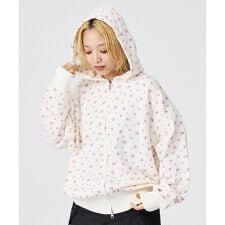 【JEMORGAN/ジェーイーモーガン】ガーゼ裏毛花柄フルジップパーカー/JF6