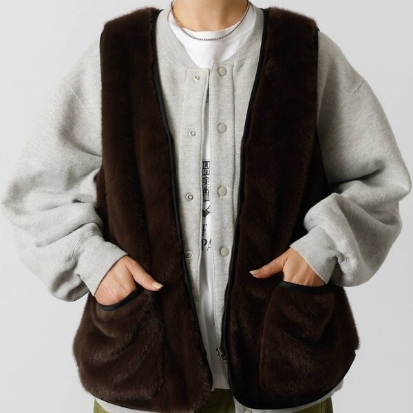 Ralph Lauren ブラックファーベスト M ラルフローレン ファーベスト Made in USA - メルカリ