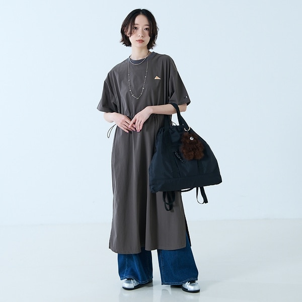 ADAM ET ROPE'】フロントジップ ベロア BOTANICAL DYED DRESS