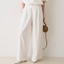 ポリコットン撥水ワイドパンツ