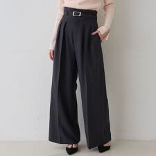 【新色登場】【一部店舗限定】【3サイズ展開】ベルト付きハイウエストタックパンツ