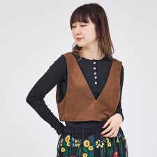 【Le Melange/ル・メランジュ】ECOスウェードビスチェ/フェイクレザー