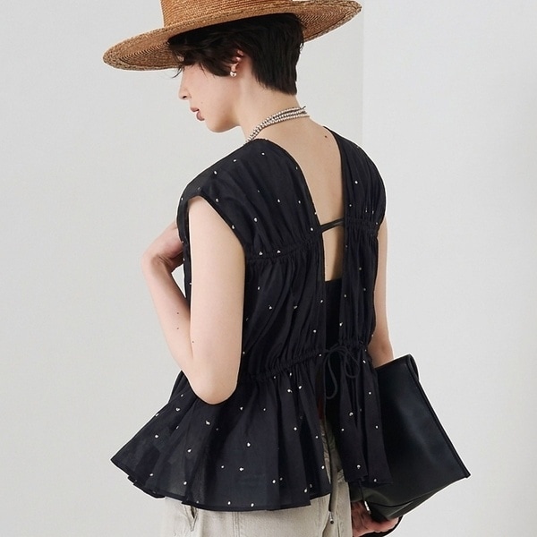 ルージュヴィフ ボタン付き ドット 4WAY ブラウス インドドット刺繍ブラウス【予約】 | ルージュ・ヴィフ ラクレ(Rouge