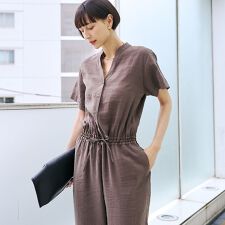 一部店舗 / WEB限定】Vネックレーヨンコンビネゾン / オールインワン 