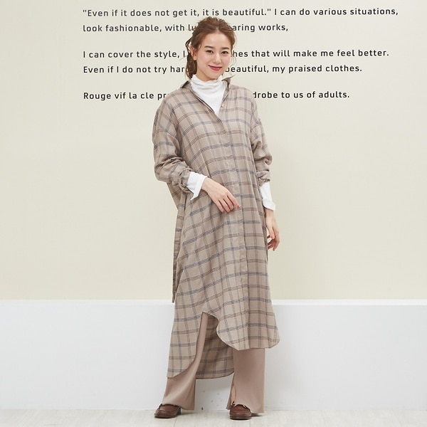 【美品】rougevif ワンピース チェック シャツワンピース ルージュヴィフ チェックシャツワンピース | ルージュ・ヴィフ ラクレ(Rouge vif