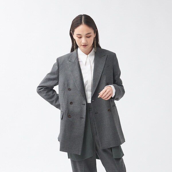 COACH ウールモヘア ヘリンボーンピーコート ハーフコート ダブルブレスト COACH ウールモヘア ヘリンボーンピーコート ハーフコート