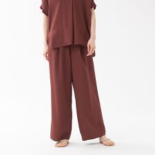 《セットアップ対応》リネンライクワイドパンツ