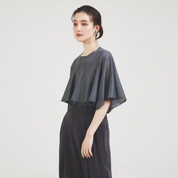 qualite ラメフレアニットプルオーバー チャコールグレー 新品✨ qualite ラメフレアニットプルオーバー チャコールグレー 新品✨ ラメ