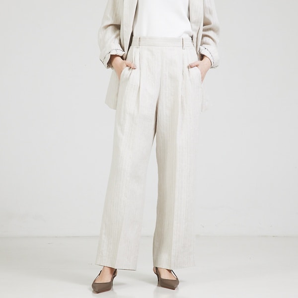 カリテ（qualite）/【セットアップ対応】ランダムヘリンボーンリネンパンツ セットアップ対応】ランダムヘリンボーンリネンパンツ | カリテ