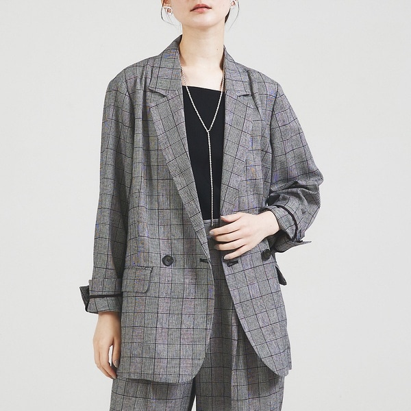 カリテ（qualite）/【セットアップ対応】リネングレンチェックジャケット セットアップ対応】リネングレンチェックジャケット | カリテ(qualite