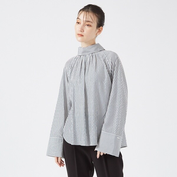カリテ（qualite）/ストライプハイネックギャザーブラウス ストライプハイネックギャザーブラウス | カリテ(qualite) | マルイ