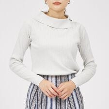 カリテ(qualite)のサイドスリットカラーリブニット