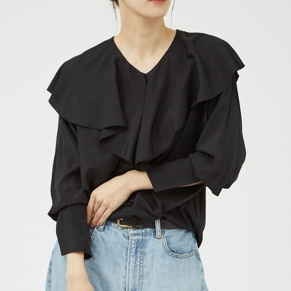 ストライプハイネックギャザーブラウス | カリテ(qualite) | マルイ