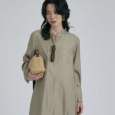 【接触冷感】フィブリルシャツワンピース