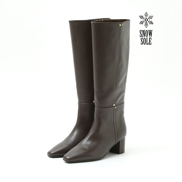 オゥ バニスター（Au BANNISTER）/【スノーソール】ストレートラインミドルヒールロングブーツ スノーソール】ストレートラインミドルヒールロングブーツ | オゥ