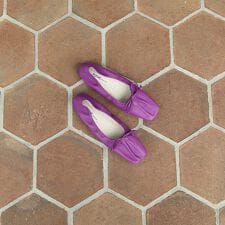 シャーリングスクエアトゥ バレエシューズ