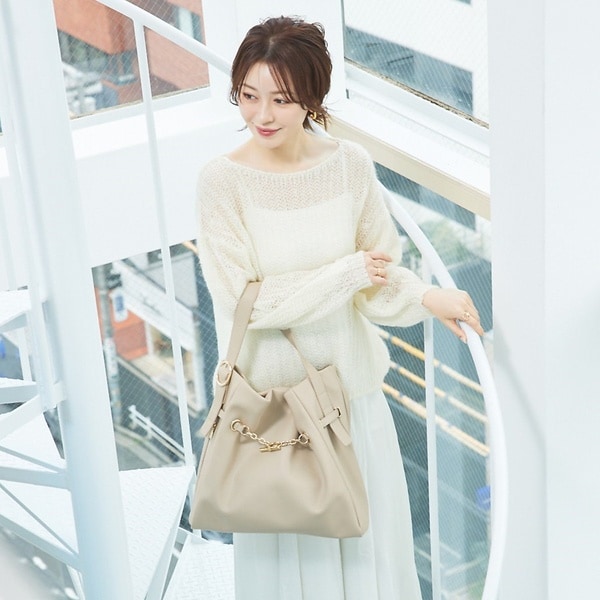 美品★【千葉由佳さん】コラボ HOBOトートバッグ　ライトベージュ　ちばゆか 千葉由佳さん】コラボ HOBOトートバッグ | ロウェル シングス
