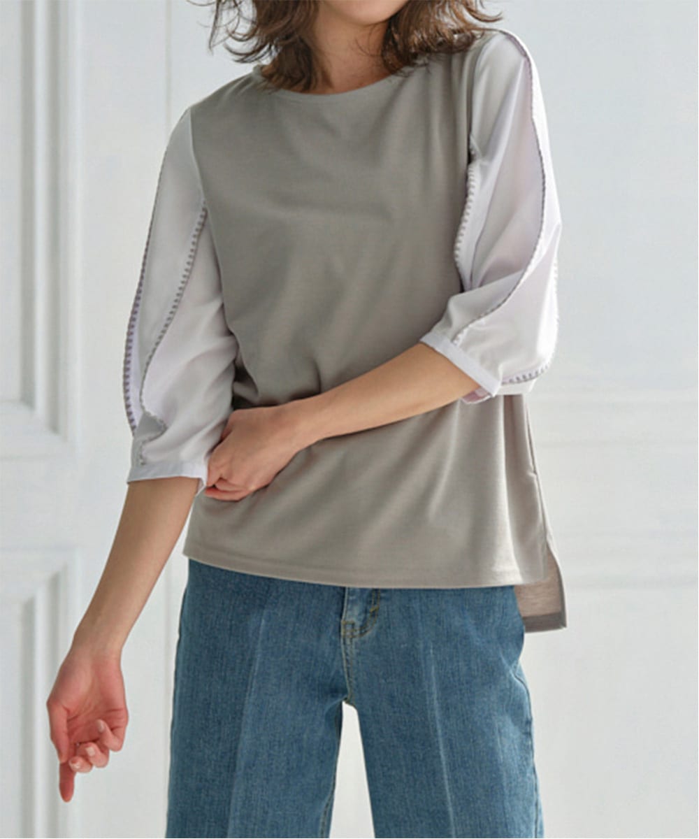 袖配色ステッチプルオーバー