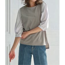 袖配色ステッチプルオーバー