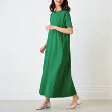 ＜ＢＣ＞半袖ポケット付マキシワンピ（ロング）