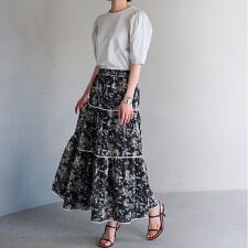 花柄ティアードスカート