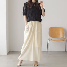 シアー素材ドロストカーゴスカート