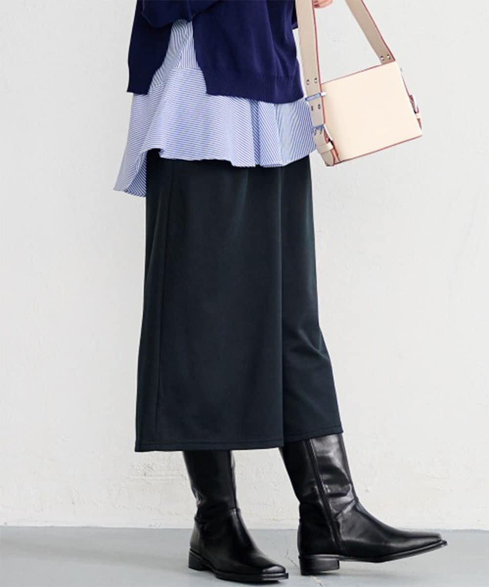 裏起毛ロングクロップドガウチョパンツ