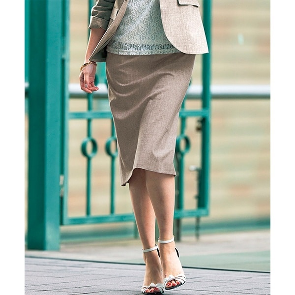 洗える！ベルト付ミディ丈スカート