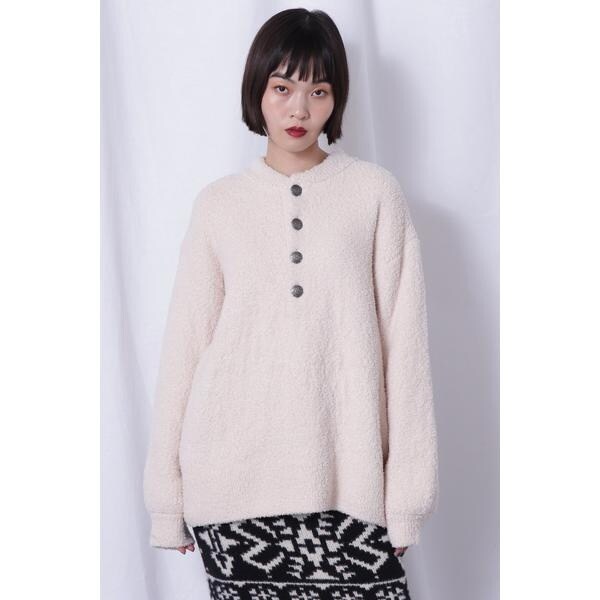 ROSE BUD ループヤーン カーディガン ニット 白 ROSE BUD ループヤーン カーディガン ニット 白