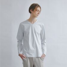 トリコットストレッチ Vネック 長袖Tシャツ