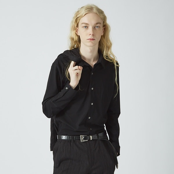 5351プールオム　パープルストレッチシャツ　日本製