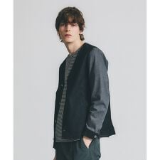 【セットアップ対応】コンビネーション デニム ノーカラー ジャケット