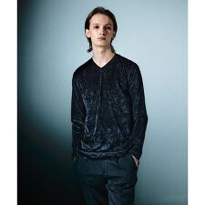 クラッシュベロア Vネック 長袖Tシャツ