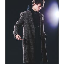 尾州産 ピークドラペル アニマル柄 チェスターコート