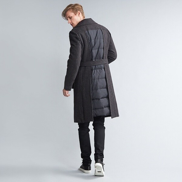 5351プールオム　コンビネーションチェックロングコート　サイズ46 5351 POUR LES HOMMES 5351POUR / 5351プール・オム