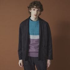 【セットアップ対応】ネオ スエード ボタンレス  カーディガン ジャケット