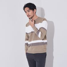 【ウォッシャブル】パネルボーダー　ニット
