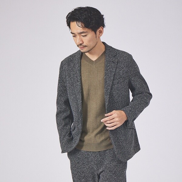 アバハウス（ABAHOUSE）/【MASCHILE/セットアップ対応】ニット ボンディング ジャケット MASCHILE/セットアップ対応】ニット ボンディング ジャケット