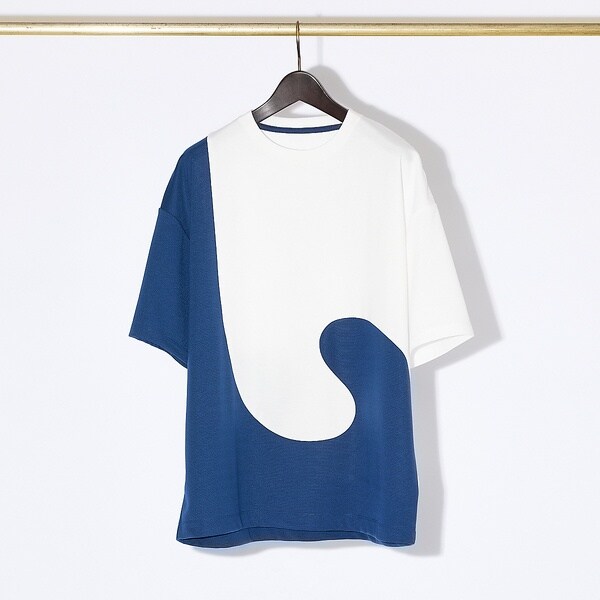 【ウズマキ】アシンメトリー 配色 オーバーサイズ ポンチ Tシャツ ウズマキ】アシンメトリー 配色 オーバーサイズ ポンチ Tシャツ