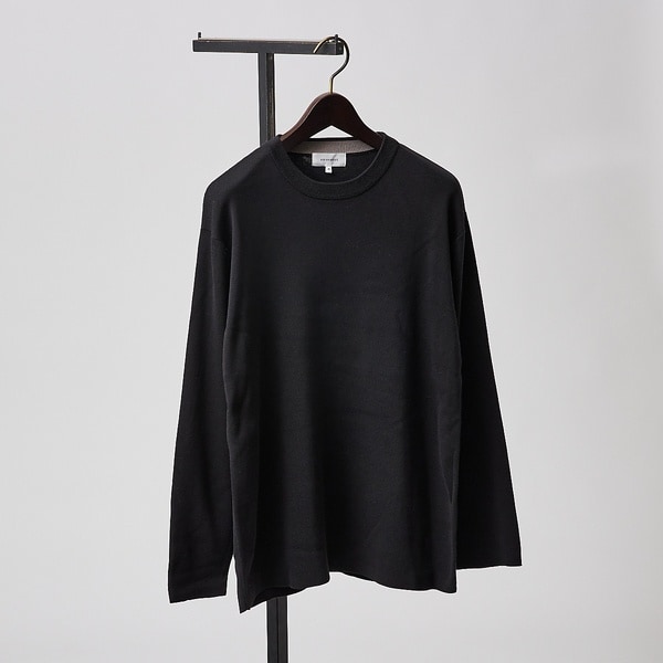 シルクブレンド】袖リブ配色 クルーネック ニット | アバハウス